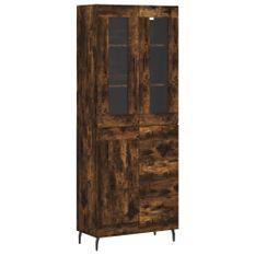 Buffet haut Chêne fumé 69,5x34x180 cm Bois d'ingénierie