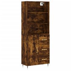 Buffet haut Chêne fumé 69,5x34x180 cm Bois d'ingénierie