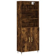 Buffet haut Chêne fumé 69,5x34x180 cm Bois d'ingénierie