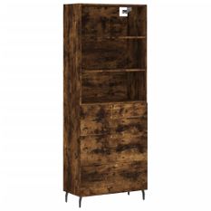 Buffet haut Chêne fumé 69,5x34x180 cm Bois d'ingénierie