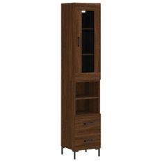 Buffet haut Chêne marron 34,5x34x180 cm Bois d'ingénierie