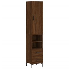 Buffet haut Chêne marron 34,5x34x180 cm Bois d'ingénierie