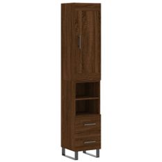 Buffet haut Chêne marron 34,5x34x180 cm Bois d'ingénierie