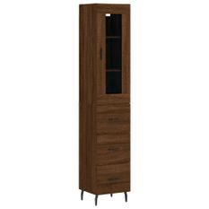 Buffet haut Chêne marron 34,5x34x180 cm Bois d'ingénierie