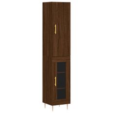 Buffet haut Chêne marron 34,5x34x180 cm Bois d'ingénierie