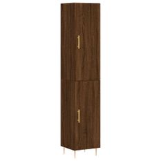 Buffet haut Chêne marron 34,5x34x180 cm Bois d'ingénierie