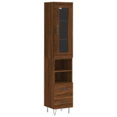 Buffet haut Chêne marron 34,5x34x180 cm Bois d'ingénierie