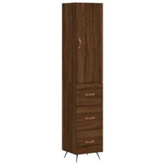 Buffet haut Chêne marron 34,5x34x180 cm Bois d'ingénierie