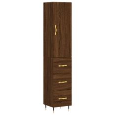 Buffet haut Chêne marron 34,5x34x180 cm Bois d'ingénierie