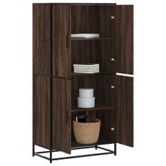 Buffet haut chêne marron 68x35x139 cm bois d'ingénierie