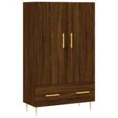 Buffet haut chêne marron 69,5x31x115 cm bois d'ingénierie