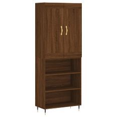 Buffet haut Chêne marron 69,5x34x180 cm Bois d'ingénierie