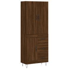 Buffet haut Chêne marron 69,5x34x180 cm Bois d'ingénierie