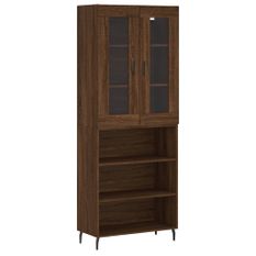 Buffet haut Chêne marron 69,5x34x180 cm Bois d'ingénierie