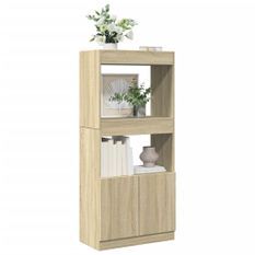 Buffet haut chêne sonoma 63x33x140 cm bois d'ingénierie