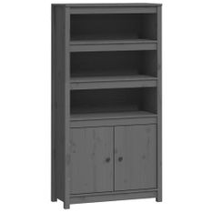 Buffet haut Gris 80x35x154 cm Bois massif de pin