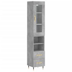 Buffet haut Gris béton 34,5x34x180 cm Bois d'ingénierie