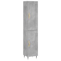 Buffet haut Gris béton 34,5x34x180 cm Bois d'ingénierie