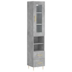 Buffet haut Gris béton 34,5x34x180 cm Bois d'ingénierie