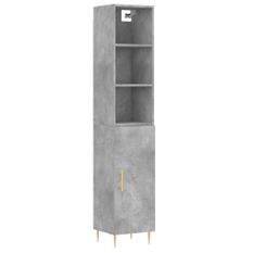 Buffet haut Gris béton 34,5x34x180 cm Bois d'ingénierie