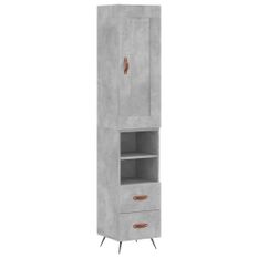 Buffet haut Gris béton 34,5x34x180 cm Bois d'ingénierie