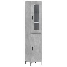 Buffet haut Gris béton 34,5x34x180 cm Bois d'ingénierie