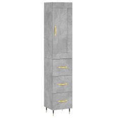 Buffet haut Gris béton 34,5x34x180 cm Bois d'ingénierie