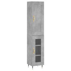 Buffet haut Gris béton 34,5x34x180 cm Bois d'ingénierie