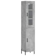 Buffet haut Gris béton 34,5x34x180 cm Bois d'ingénierie