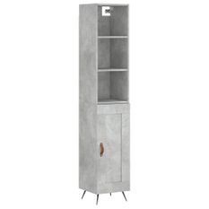 Buffet haut Gris béton 34,5x34x180 cm Bois d'ingénierie