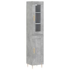 Buffet haut Gris béton 34,5x34x180 cm Bois d'ingénierie