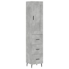 Buffet haut Gris béton 34,5x34x180 cm Bois d'ingénierie