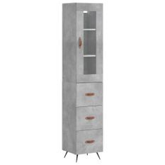 Buffet haut Gris béton 34,5x34x180 cm Bois d'ingénierie