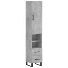 Buffet haut Gris béton 34,5x34x180 cm Bois d'ingénierie