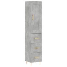 Buffet haut Gris béton 34,5x34x180 cm Bois d'ingénierie