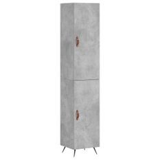 Buffet haut Gris béton 34,5x34x180 cm Bois d'ingénierie