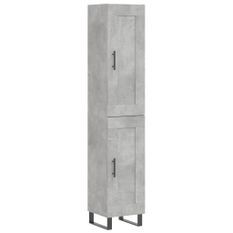 Buffet haut Gris béton 34,5x34x180 cm Bois d'ingénierie