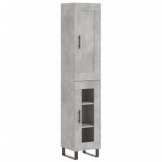 Buffet haut Gris béton 34,5x34x180 cm Bois d'ingénierie