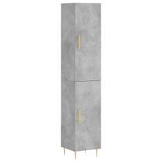 Buffet haut Gris béton 34,5x34x180 cm Bois d'ingénierie