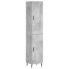 Buffet haut Gris béton 34,5x34x180 cm Bois d'ingénierie