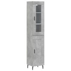 Buffet haut Gris béton 34,5x34x180 cm Bois d'ingénierie