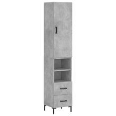 Buffet haut Gris béton 34,5x34x180 cm Bois d'ingénierie