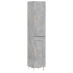 Buffet haut Gris béton 34,5x34x180 cm Bois d'ingénierie