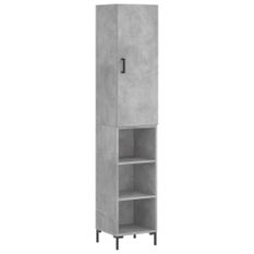 Buffet haut Gris béton 34,5x34x180 cm Bois d'ingénierie