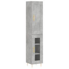 Buffet haut gris béton 34,5x34x180 cm bois d'ingénierie