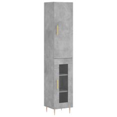 Buffet haut Gris béton 34,5x34x180 cm Bois d'ingénierie