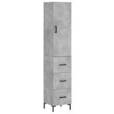 Buffet haut Gris béton 34,5x34x180 cm Bois d'ingénierie