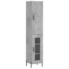 Buffet haut Gris béton 34,5x34x180 cm Bois d'ingénierie