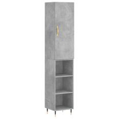 Buffet haut Gris béton 34,5x34x180 cm Bois d'ingénierie