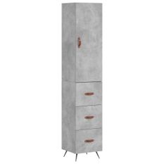 Buffet haut Gris béton 34,5x34x180 cm Bois d'ingénierie